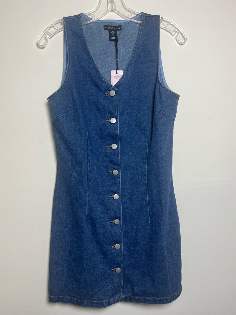 Women's Sincerely Jules NWT Classic Denim V-Neck Button-front Mini Dress Size M